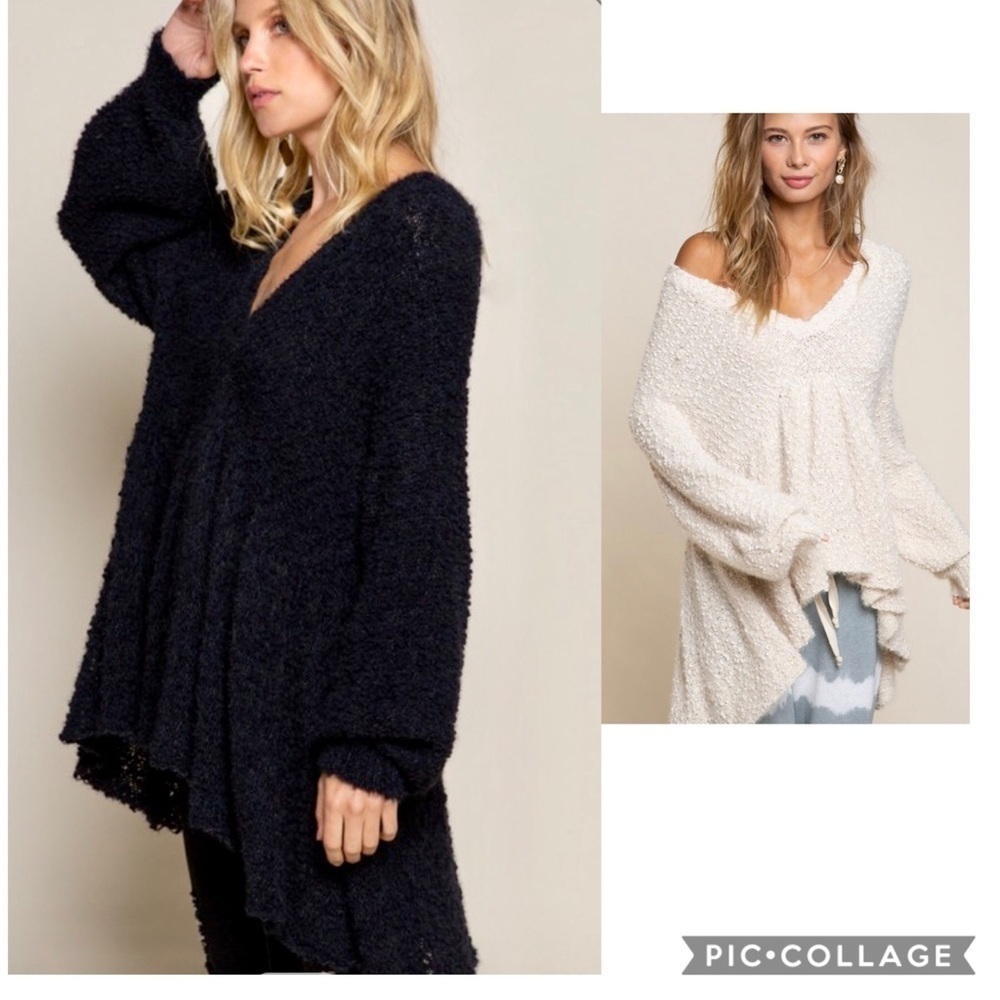Cute! Black High Low V Neck Sweater - Picture 5 of 5